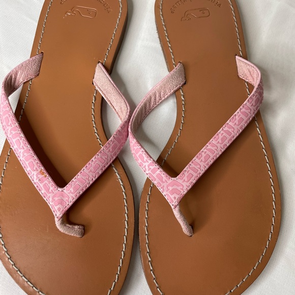 Vineyard Vines sandals pink leather Sz.8 - Picture 1 of 9